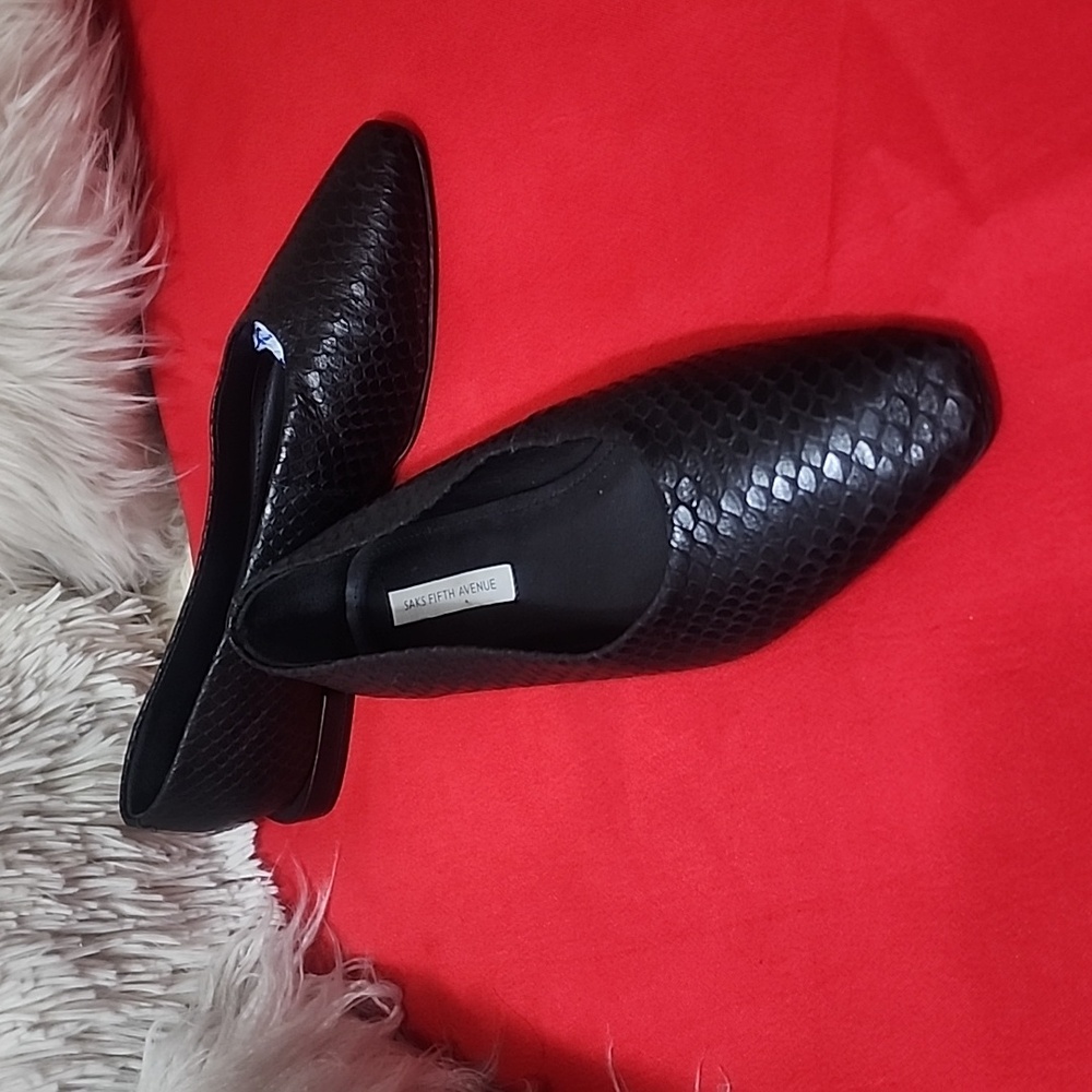 Saks Fifth Avenue Black Textured Flats